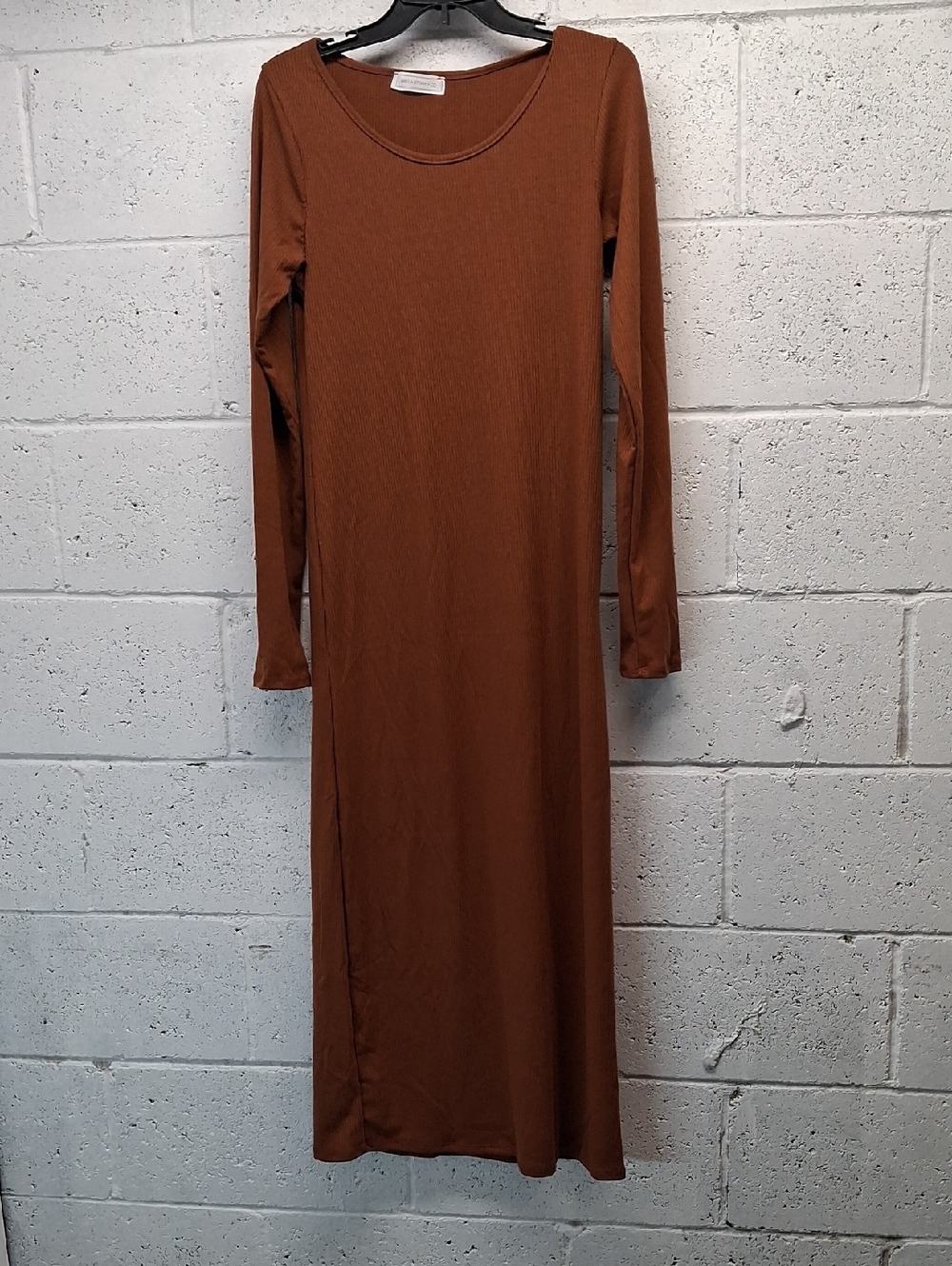NWOT Womens Long Sleeve Scoop Neck Maxi Dress in Rust